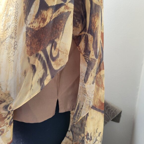 Coldwater Creek Orange Brown Silk 2-Piece Poncho Tunic (Size: M) - Picture 8 of 13